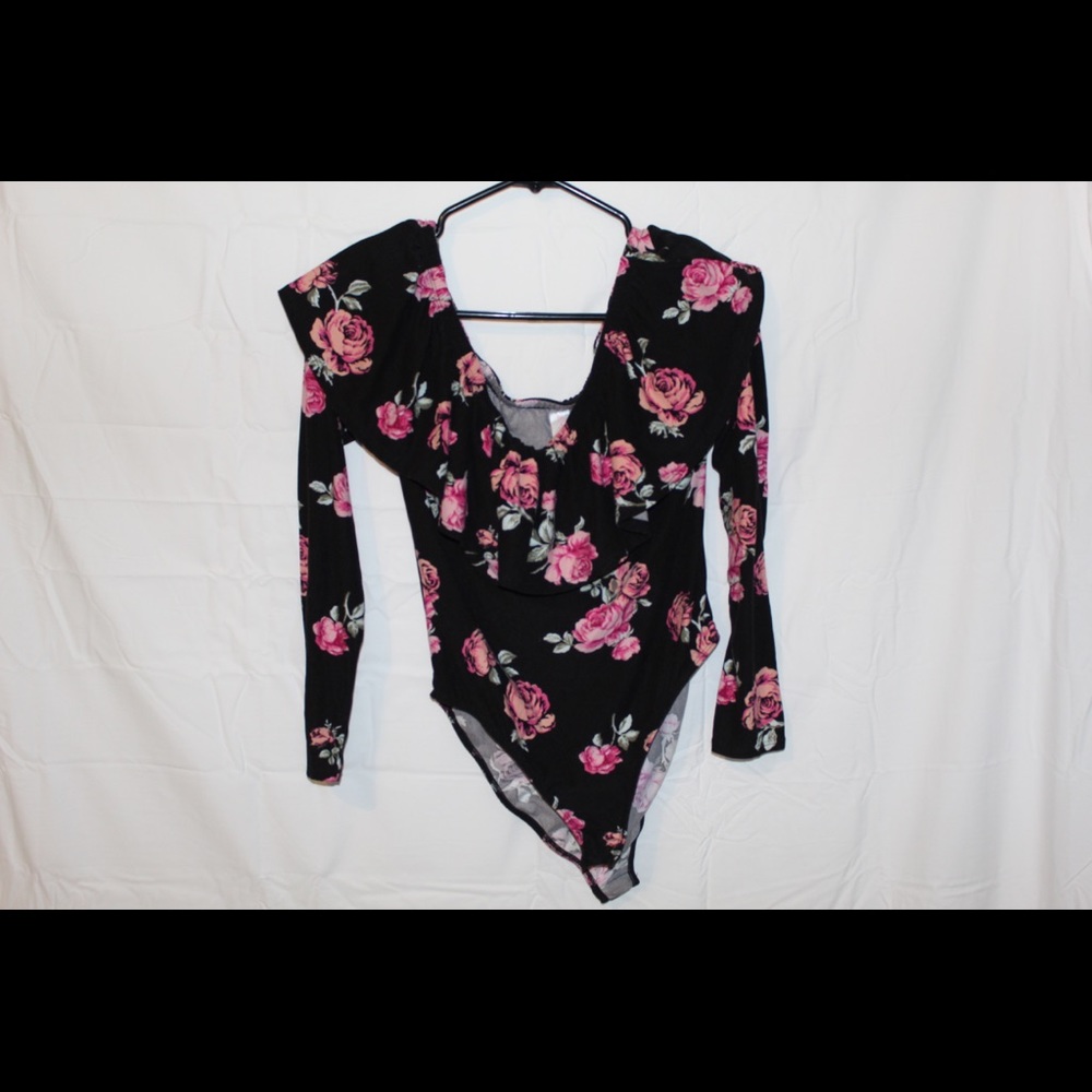 Black floral bodysuit